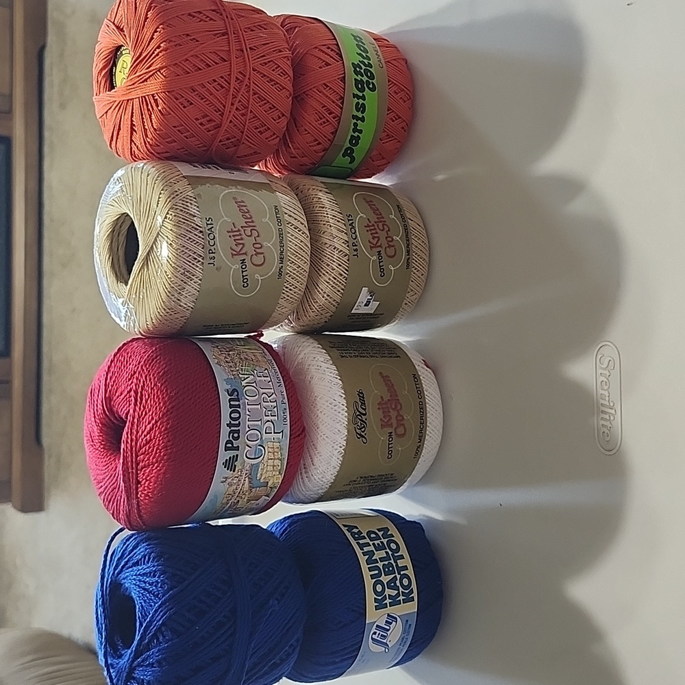 Assorted Cotton Yarn Lot J&P Coats Lily Parisian Patons Mercerized orange red +